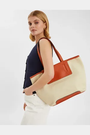 Accessorize Cream Faux Leather Canvas Tote Bag
