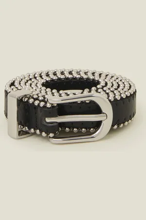 Accessorize Slim Stud Edge Belt , Size: S, Women
