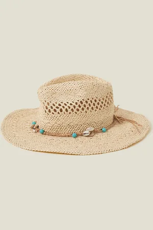 Accessorize Shell Beaded Straw Stetson Hat