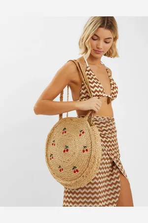 Accessorize Red Cherry Round Jute Shoulder Bag