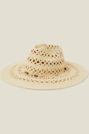 Accessorize Woven Beaded Fedora Hat, Size: 57cm, Women