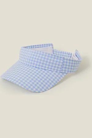 Accessorize Blue & White Gingham Sun Visor, Size: 57cm, Women