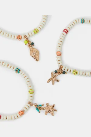 Accessorize 3-Pack Beaded Beach Charm Stretch Bracelets