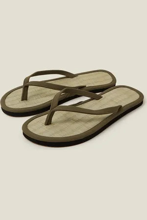 Accessorize Plain Seagrass Flip Flops Green, Size: S, Women