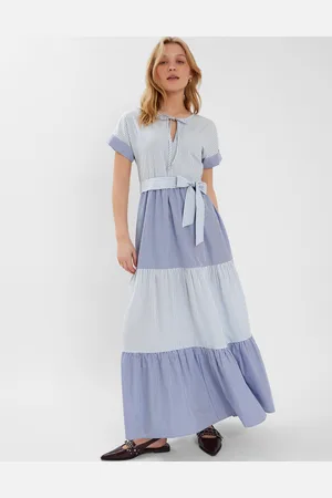 Accessorize & White Colourblock Stripe Tiered Maxi Dress, Size: M, Women