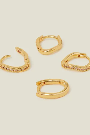 Accessorize 2-Pack 14ct -plated Molten Hoops, Women
