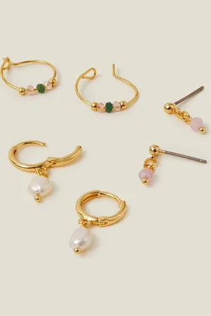 Accessorize 3-Pack 14ct -plated Pearl Earring Set, Women