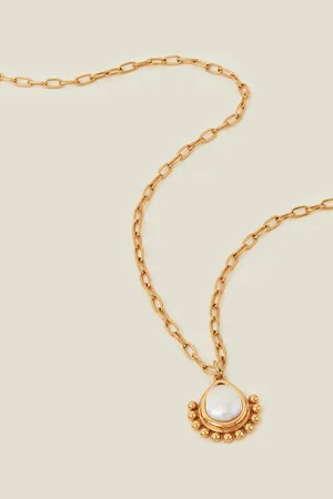 Accessorize 14ct -plated Pearl Pendant Necklace, Women