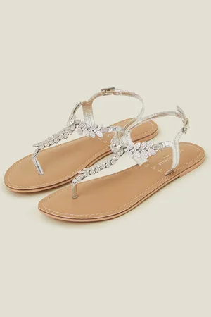 Accessorize Diamante Leaf Embellished Sandals , Size: 37, Women