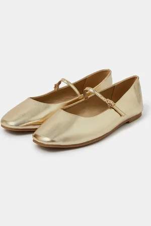 Accessorize Metallic Strap Ballet Flats , Size: 37