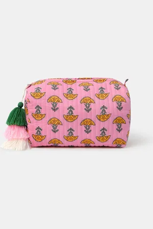 Accessorize Pink Floral Block Print Wash Bag