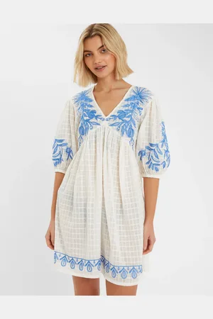 Accessorize Floral Embroidered Beach Cover-up Dress , Size: L