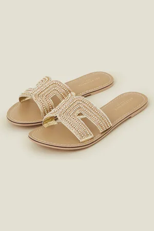 Accessorize Bella Beaded Sliders , Size: 40, Women