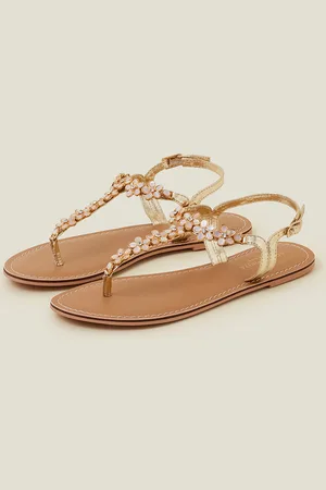 Accessorize Flower Embellished Sandals , Size: 38, Women
