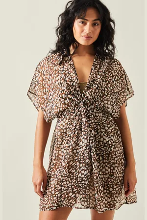 Accessorize Animal Print Chiffon Kaftan, Size: XS, Women
