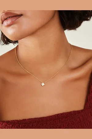 Accessorize 14ct Gold-plated Diamante Flower Pendant Necklace, Women