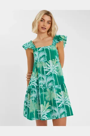 Accessorize Palm Print Frill Sundress , Size: M