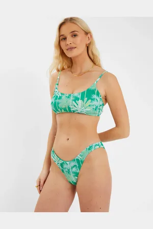 Accessorize Palm Print Smocked Bikini Bottoms , Size: 8