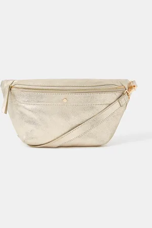 Accessorize Gold Metallic Leather Sling Crossbody Bag