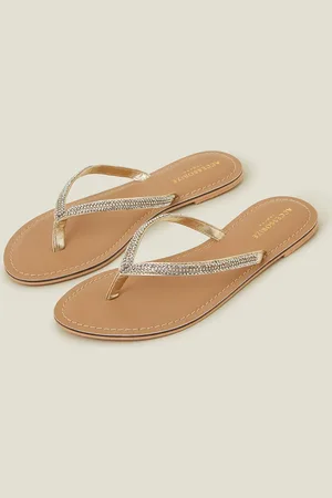 Accessorize Daniella Beaded Flip Flops , Size: 38, Women