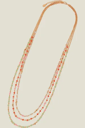 Accessorize Longline Layered Facet Bead Necklace, Size: 37cm, Women