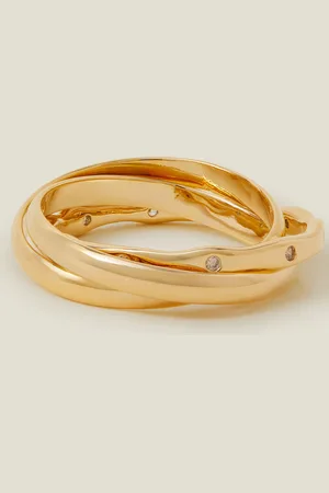 Accessorize 14ct -plated Russian Band Ring , Size: L