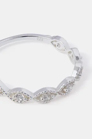 Accessorize Sterling Silver Sparkle Weave Band Ring , Size: L