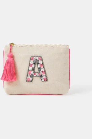 Accessorize Initial Beaded Pouch , Size: E