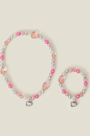 Accessorize Girls Hello Kitty Necklace and Bracelet Set, Size: 11cm, Girl