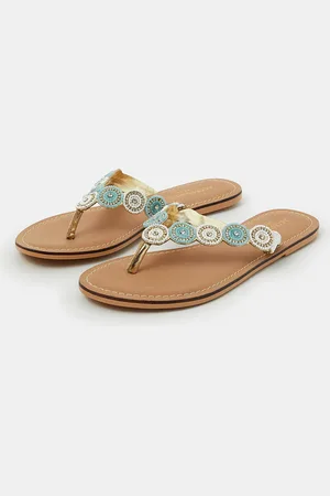 Accessorize Beaded Circle Flip Flops , Size: 36