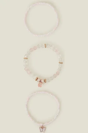 Accessorize Plastic Butterfly Charm Necklace and Bracelet Set, Size: 14cm, Girl