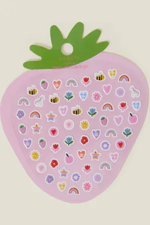 Accessorize Girls Strawberry Stick-on Earrings, Kids