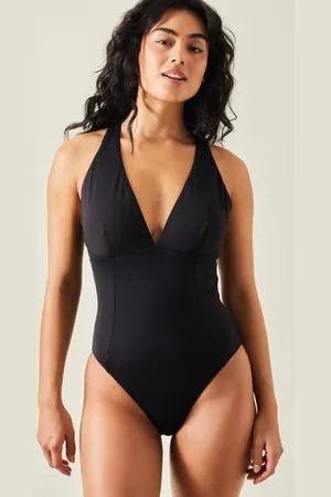 Accessorize Plunge Cross Back Shaping Swimsuit , Size: 20