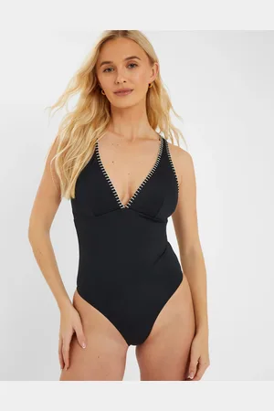 Accessorize Stitch Cross-back Plunge Swimsuit , Size: 18