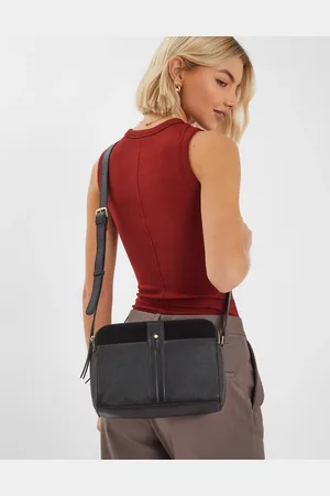 Accessorize Double Zip Leather Cross-body Bag, Women