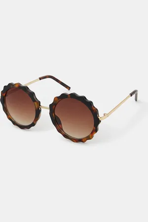 Accessorize Flower Tortoiseshell Round Sunglasses