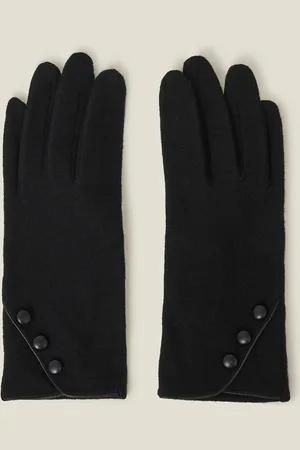 Accessorize Touchscreen Button Gloves in Wool Blend , Women