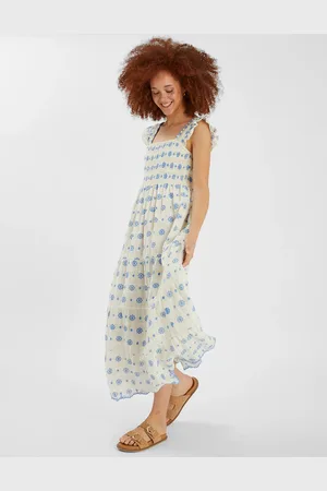 Accessorize Broderie Smocked Metallic Maxi Dress , Size: S