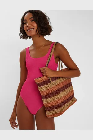 Accessorize Gold Stripe Raffia Shoulder Bag