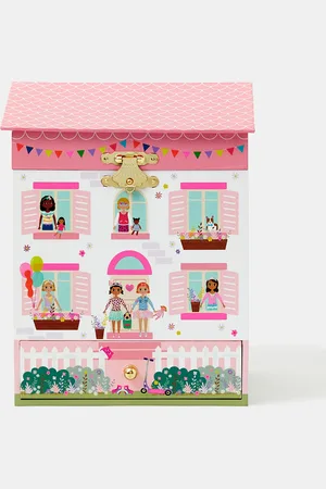 Accessorize Pink/white Floss & Rock Dolls House Musical Jewellery Box, Size: 16x15cm, Girl