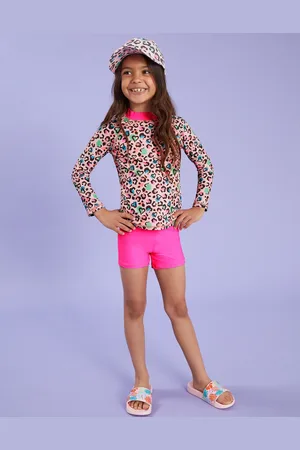 Accessorize Leopard Print Rash Vest Swim Set , Size: 7-8 yrs