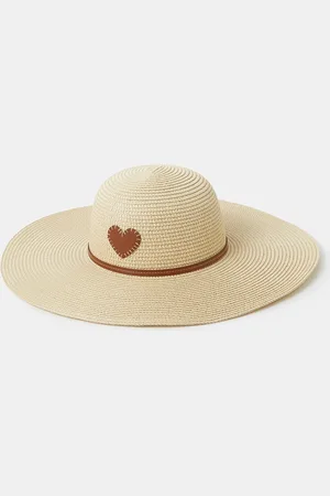 Accessorize Heart Floppy Straw Hat