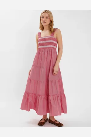 Accessorize Stripe Smocked Maxi Dress , Size: S