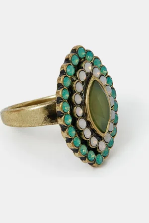 Accessorize Gem Ellipse Statement Ring , Size: M