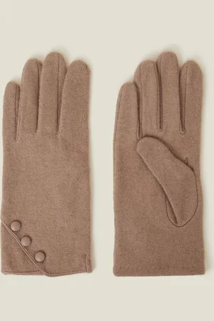 Accessorize Natural Luxurious Knitted Wool Touchscreen Button Gloves, Women