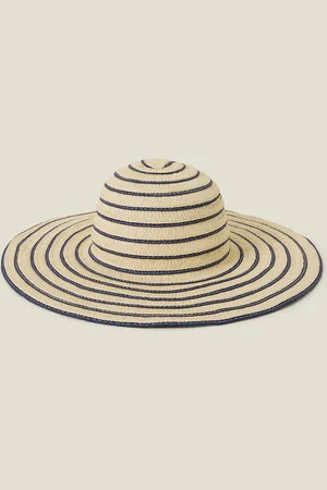 Accessorize Stripe Straw Floppy Sun Hat