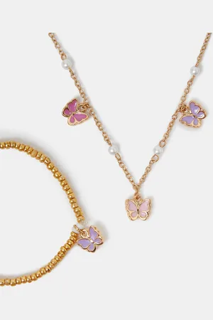Accessorize Girls Butterfly Charm Necklace and Bracelet Set