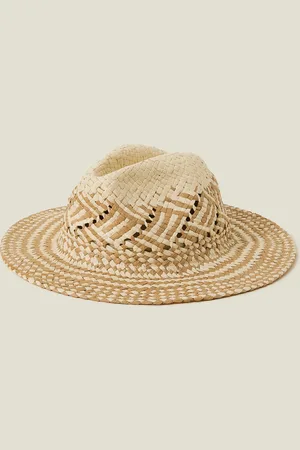 Accessorize Two-tone Woven Straw Fedora Hat