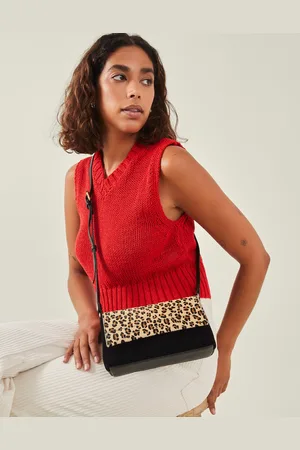 Accessorize Small Leopard Print Leather Cross-body Bag, Size: 14x19cm, Women