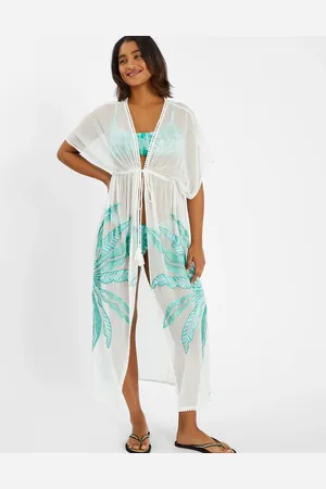 Accessorize Palm Embroidered Kaftan , Size: S
